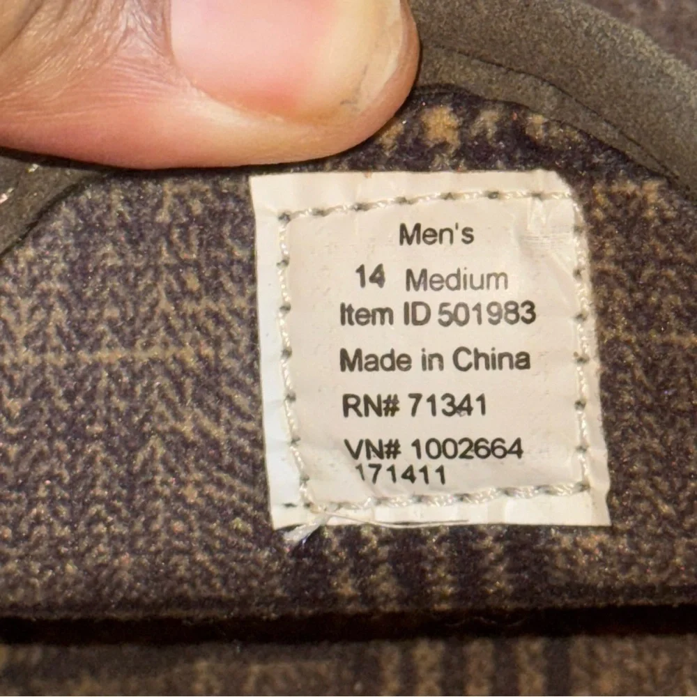 L.L. BEAN  Perforated Brown Suede Flannel Lined Camo Sole Mountain Slippers 14M